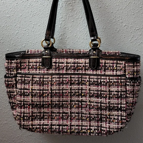 Coach Plaid Wool with Black Patent Leather Trim - Picture 9 of 14